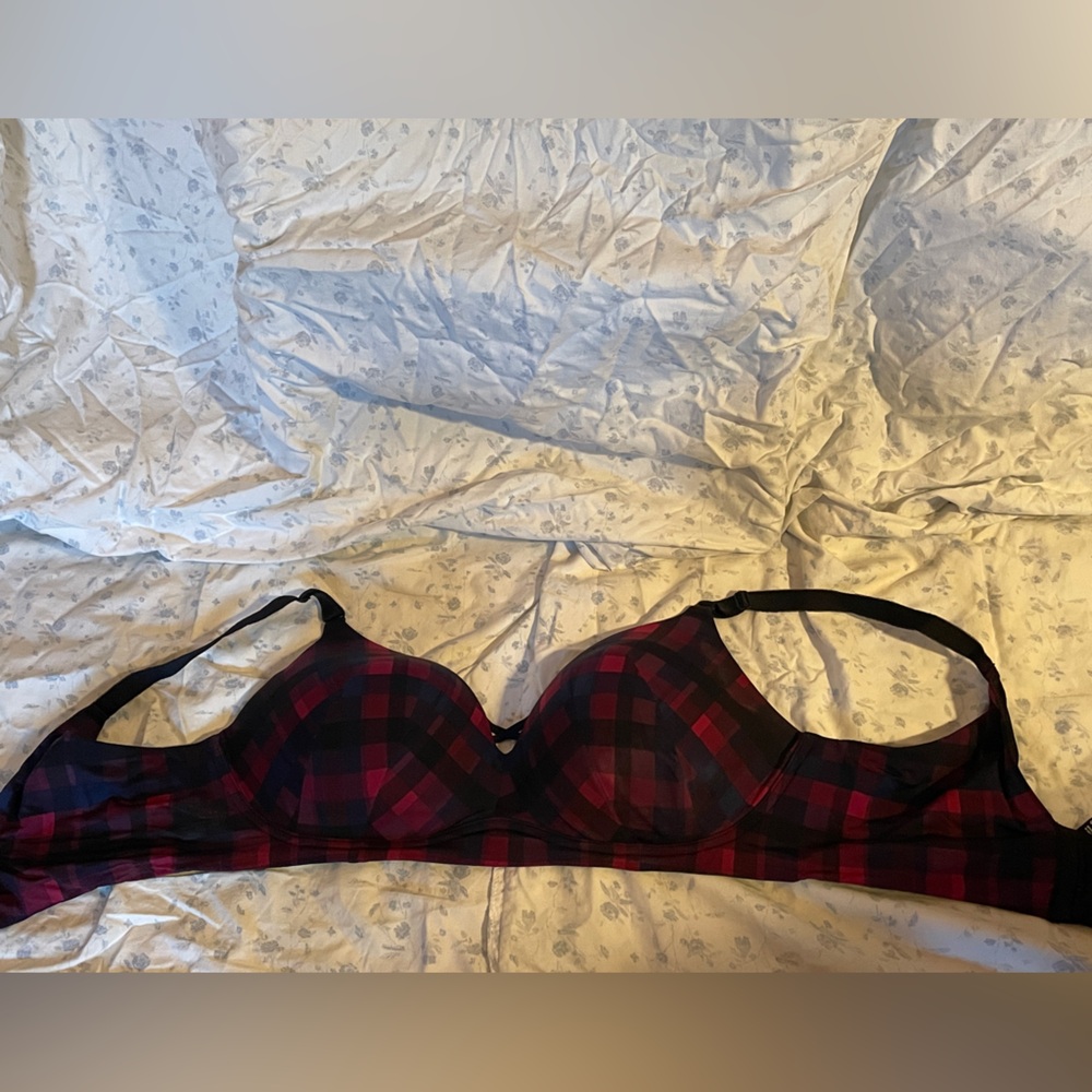 Torrid Red and Blue plaid Dream Wire Free Push up bra